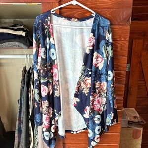 Floral Navy Kimono Cardigan